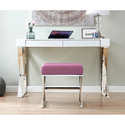 The Range Oxford Modern Pink Velvet And Silver Chrome Stool - Pink
