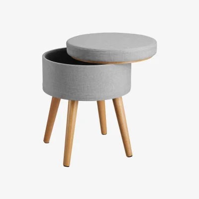 The Range Padded Stool with Storage Space - Light Grey