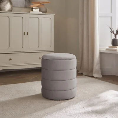 The Range Klara Soft Velvet Stool - Grey