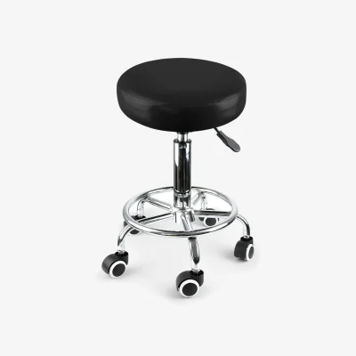 The Range Adjustable Swivel Salon Stool with Hydraulic Lift - Black