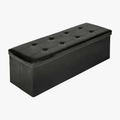 The Range Rectangle Foldable Stool with Large Storage Space - Black