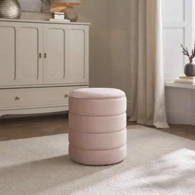 The Range Klara Soft Velvet Stool - Pink