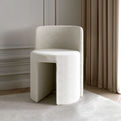 The Range Lottie Ivory Boucle Stool - Ivory
