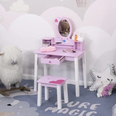 The Range Kids Wooden Dressing Table And Stool  - Pink