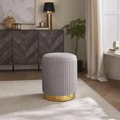 The Range Esme Pleated Storage Stool  - Grey