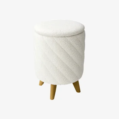 The Range Modern Round Upholstered Storage Ottoman Stool - White