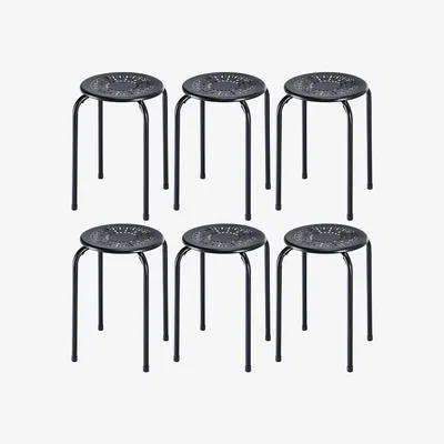 The Range Costway 44cm Backless Stackable Nesting Stool-Black - Black