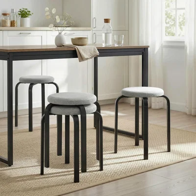 The Range HOMCOM Stackable Stools Modern Cushioned Set  - Grey