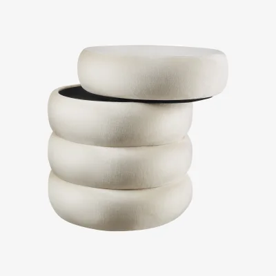 The Range Stool Altu - Upholstered, with Storage Space - Cream White