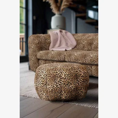 Rockett St George The Bowie Stool In Leopard Love Velvet Natural