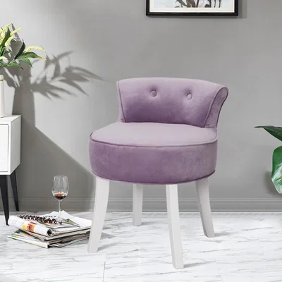 The Range Solid Wood Velvet Fabric Button Dressing Stool  - Purple