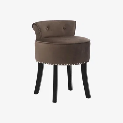 The Range Accent Velvet Vanity Dressing Stool - Brown