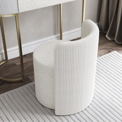 The Range Hattie Ivory Boucle Stool for Bedroom Living Room Home  - Ivory
