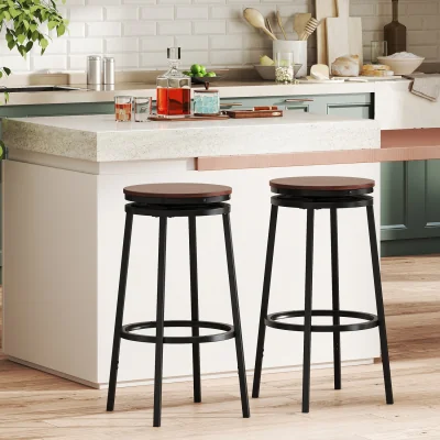 The Range Set of 2 Adjustable Kitchen Stools - Brown