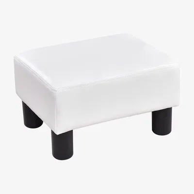 The Range Small Footstool Ottoman Padded Seat Stool - White
