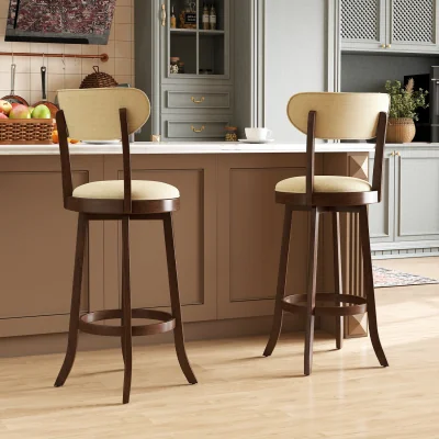 The Range Set of 2 Swivel High Stool - Brown