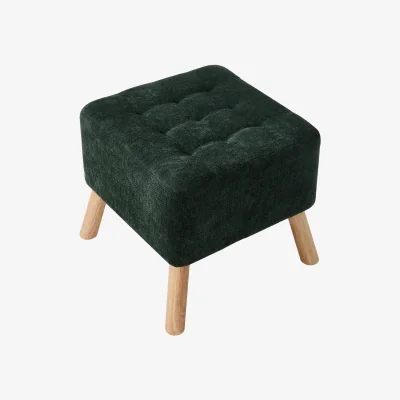 The Range Chenille Upholstered Footstool Stool - Green