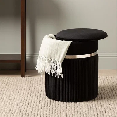 The Range Patterned Velvet Stool for Bedroom Furniture - Chrome