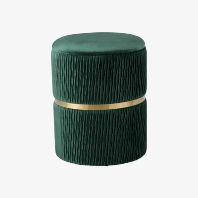 The Range Patterned Velvet Storage Stool for Bedroom - Gold