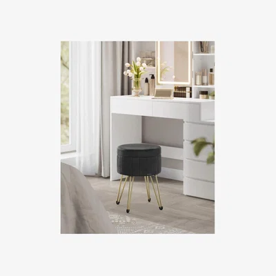The Range SONGMICS Velvet Storage Ottoman Stool - Black