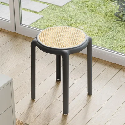 The Range 6-Piece Stackable Ventilated Mesh Plastic Stools - Black