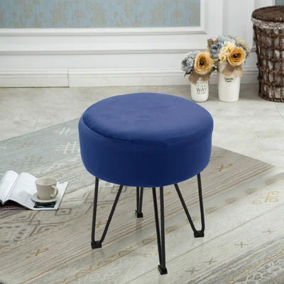 The Range Velvet Footrest Stool - Blue