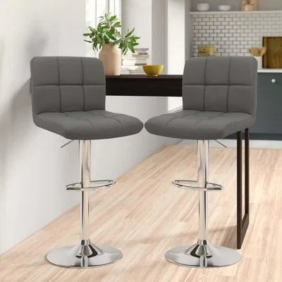 The Range Neo Faux Leather Cuban Swivel Bar Stools Set of 2 - Dark Grey