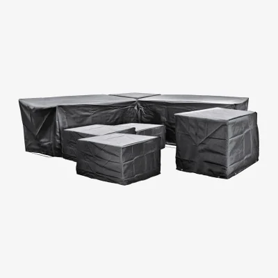 The Range Cozy Bay EZBreathe Malta 9 Seat Twin Stool Furniture Set Cover in Black - Black