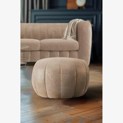 Rockett St George The Bowie Stool In Luxe Needlecord Velvet Natural Whisper