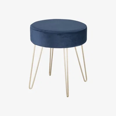 The Range Navy Stool with Metal Legs - Navy