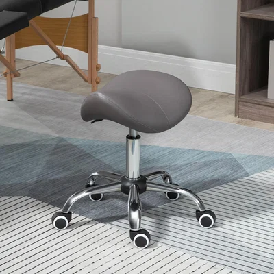 The Range PU Saddle Stool with Moulded Padded Seat - Grey