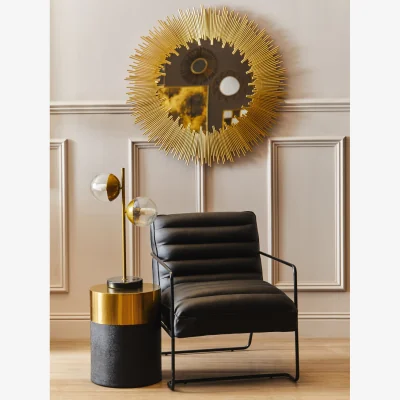 The Range Cardoba Round Black Shagreen Effect Side Table or Stool - Black