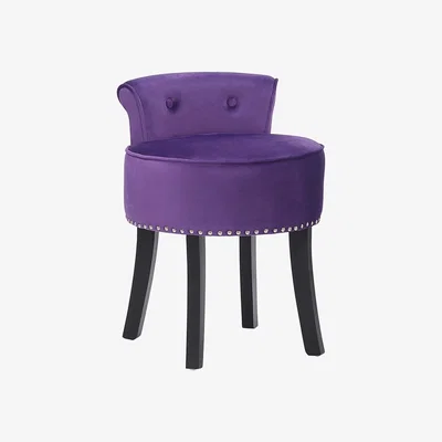 The Range Accent Velvet Vanity Dressing Stool - Purple