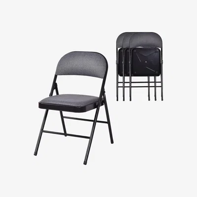 The Range Costway 4-Piece Fabric Folding Chairs Simple Camp Stool - Black