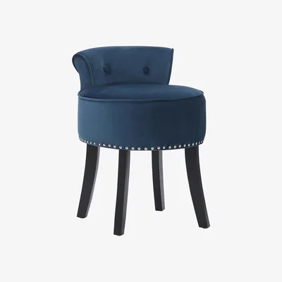 The Range Accent Velvet Vanity Dressing Stool - Blue