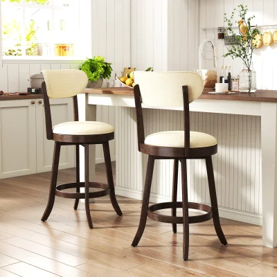 The Range Set of 2 Swivel High Stool - Brown