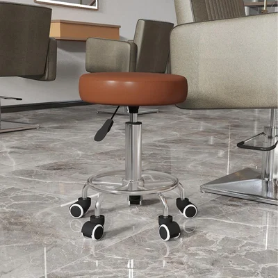 The Range Vinsetto Round PU Leather Stool - Brown