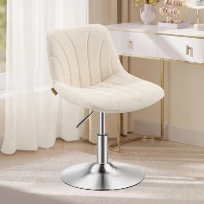 The Range Adjustable Swivel Dressing Stool With Backrest - White