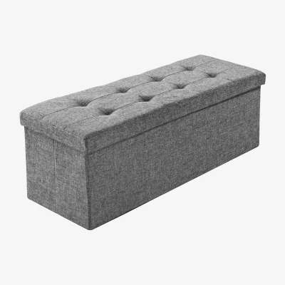 The Range Rectangle Foldable Stool with Large Storage Space - Light Grey