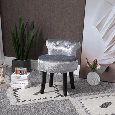 The Range Dressing Table Stool Ice Velvet Makeup Seat - Grey