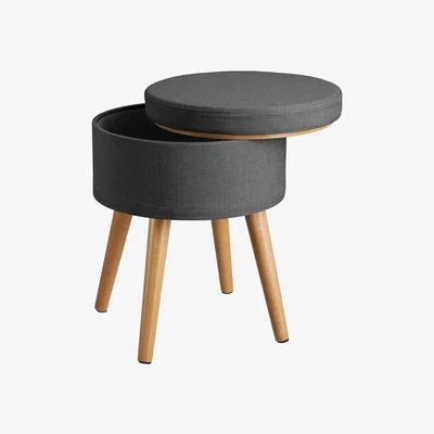 The Range Padded Stool with Storage Space - Dark Grey