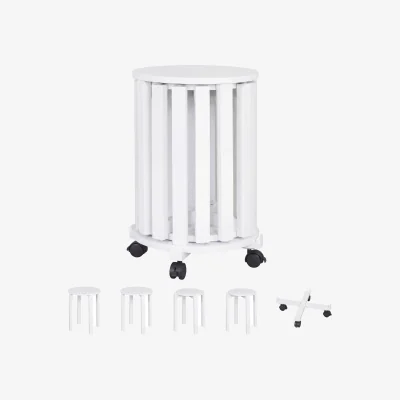 The Range Set of 4 Stackable Stools with Rolling Base