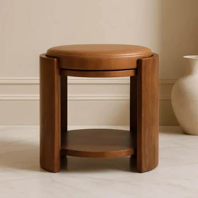 The Range Savoy Leather Stool - Brown