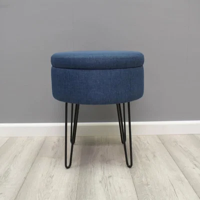 The Range Round Linen Storage Stool - Blue