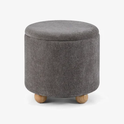 The Range Chenille Fabric Footrest Stool - Grey