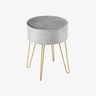 The Range Modern Round Velvet Footrest Stool - Grey