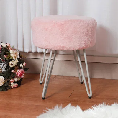 The Range Plush Round Velvet Dressing Table Stools - Pink
