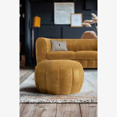 Rockett St George The Bowie Stool In Luxe Needlecord Velvet Golden Glow