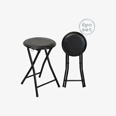 The Range Harbour Housewares Padded Folding Stools - Pack of 6 - Black