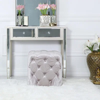 The Range Diana Tufted Square Stool - Pink
